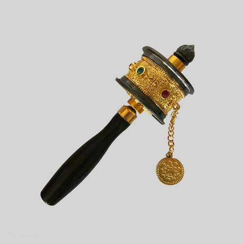 Gold with Stones Handheld Prayer Wheel