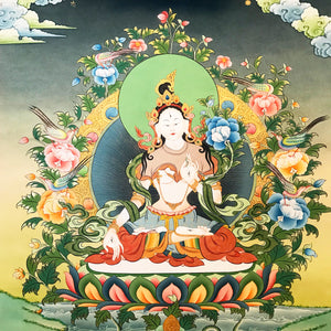 Hand-painted White Tara Thangka