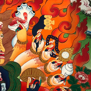 Hand-painted Vajra Vega Thangka (Wrathful Kalachakra)
